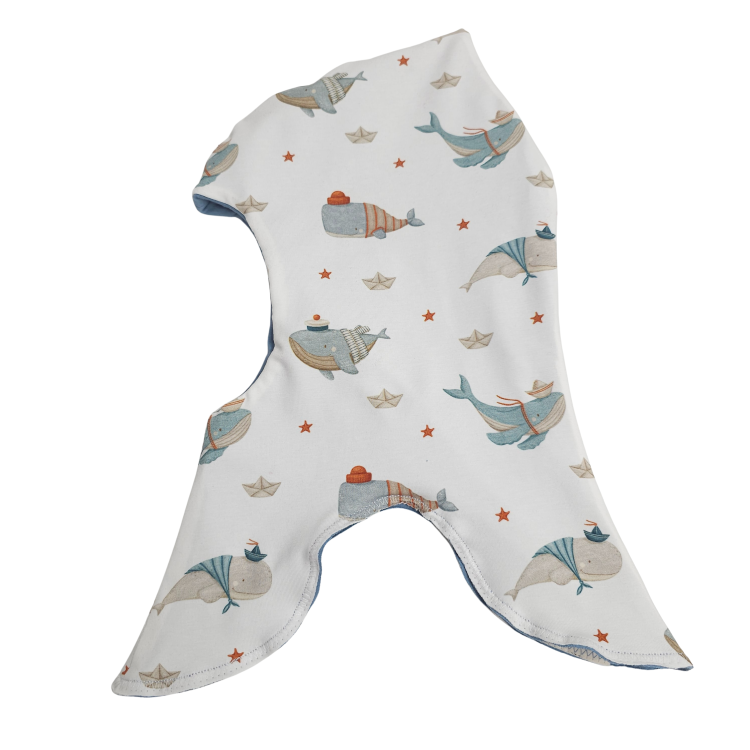 Schlupfmütze Küstenkind Wale Schiffchen (taubenblau)